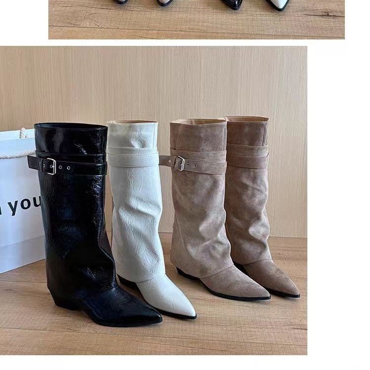 Vintage Zipper - Botas de mujer vintage fruncidas por