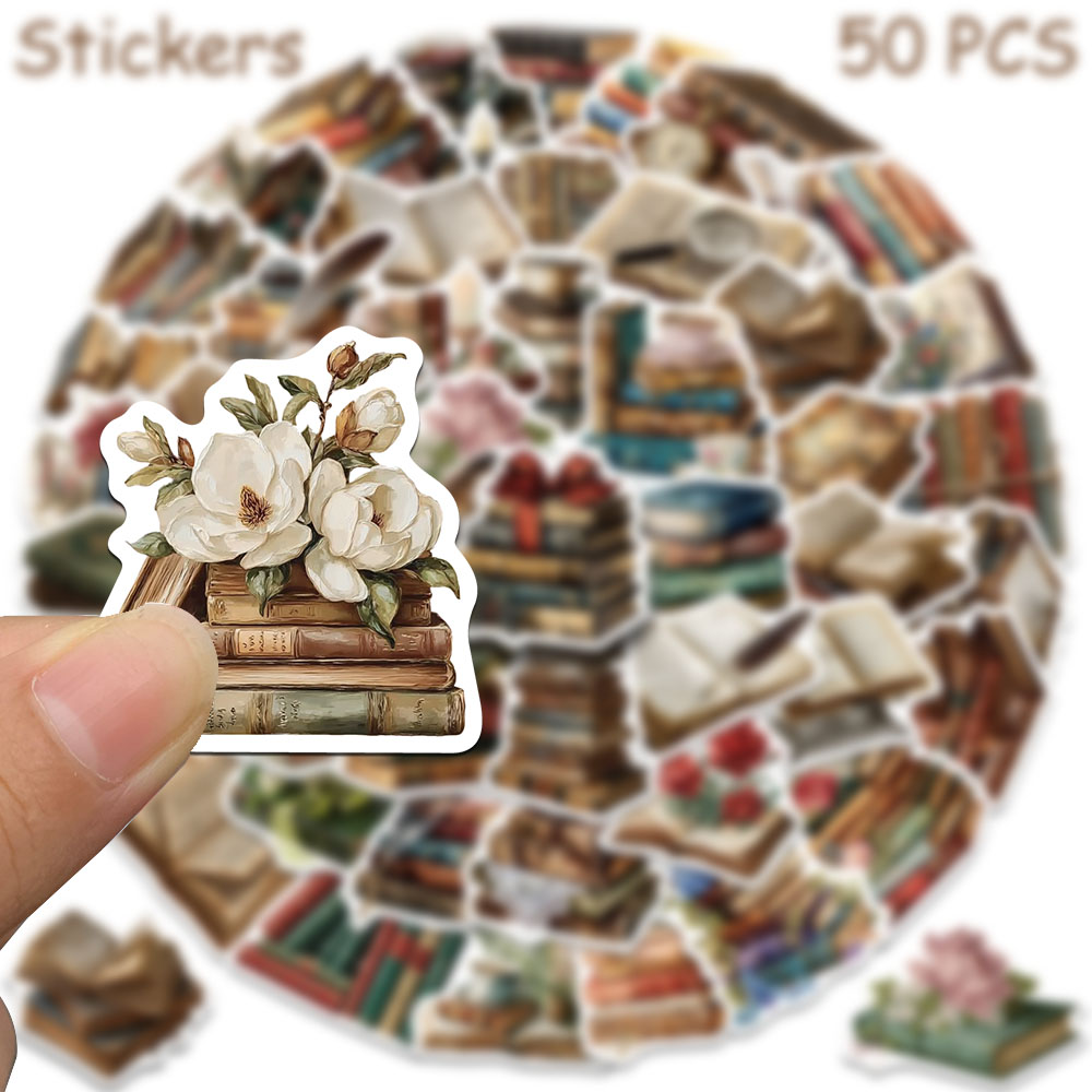50 pegatinas vintage para libr - Vintage Collectible Books reseña y precio