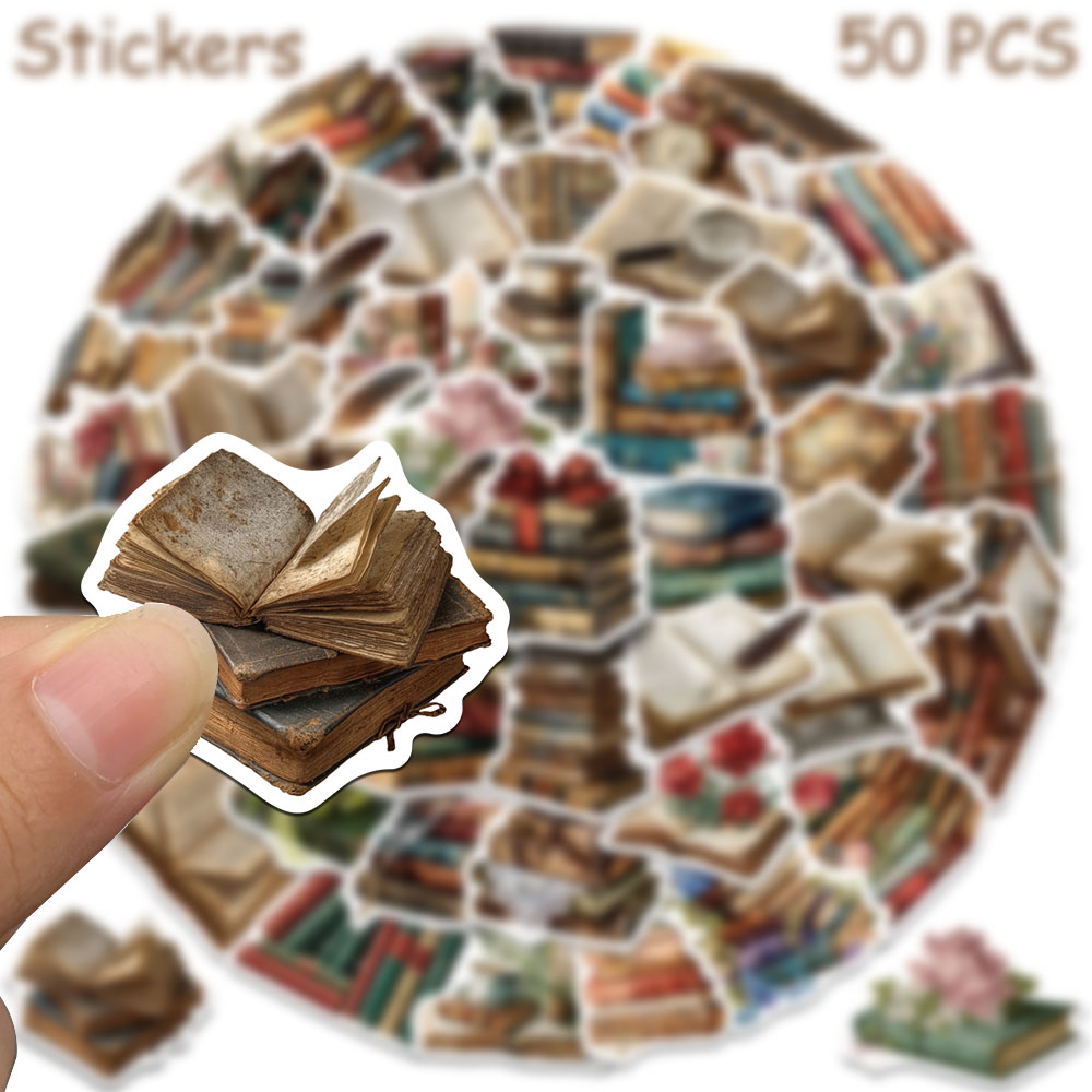 50 pegatinas vintage para libr - Vintage Collectible Books reseña y precio
